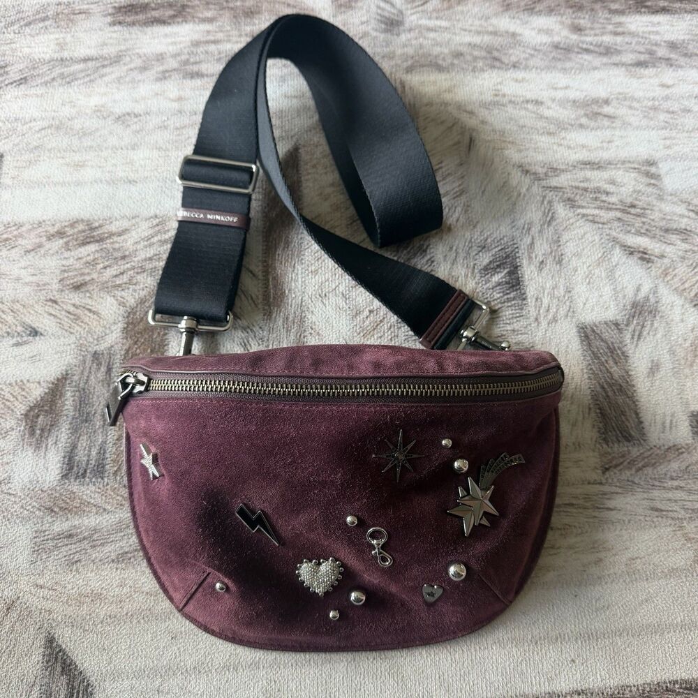 Rebecca Minkoff Suede Darren Celestial Waist Pack Belt Bag Women’s Zip Burgundy